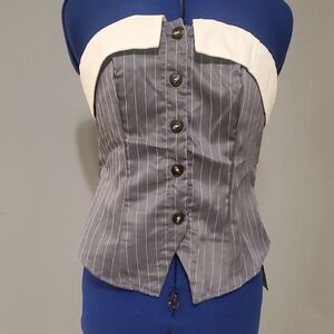 Chic Strapless Pinstripe Top